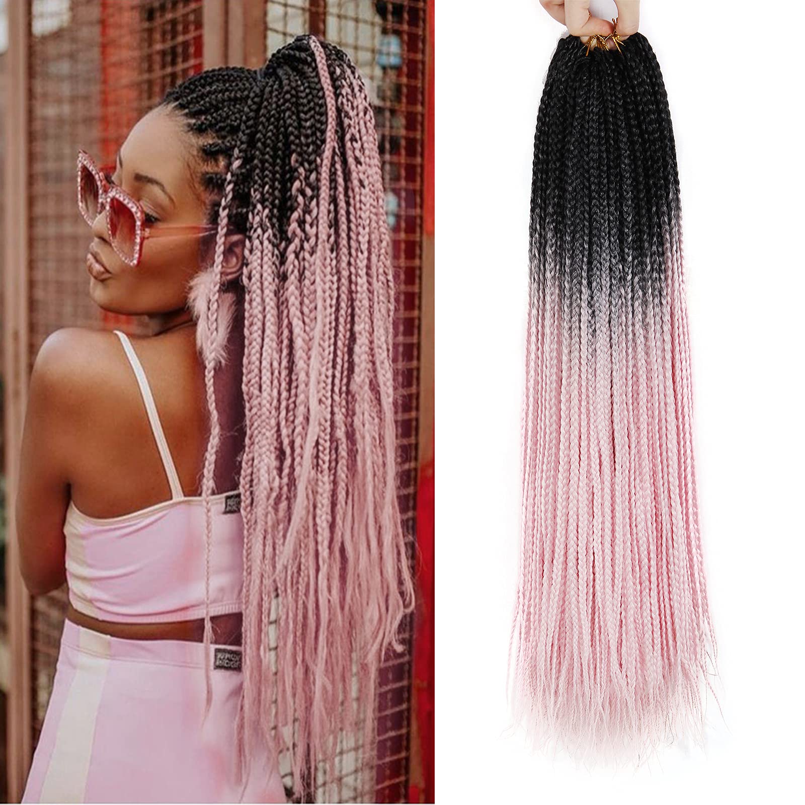 Amazon.com : 6 Packs Box Braids 22Inch Pre-looped Synthetic